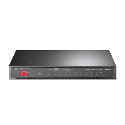 [SG1210MP] TP-LINK TL-SG1210MP, 10 Port, GigaBit,  8 Port PoE, +1 Port GigaBit SFP, 123W, Yönetilebilir, Metal Kasalı Switch