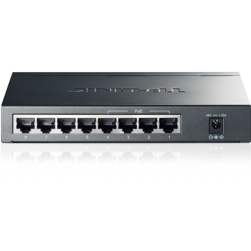 [TL-SG1008P] TP-LINK TL-SG1008P, 8 Port, GigaBit, Metal Kasa, 4 Port PoE, 55W, Yönetilemez, Masaüstü Switch