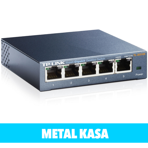 [TL-SG105] TP-LINK TL-SG105, 5 Port, GigaBit, Metal Kasa, Yönetilemez, Masaüstü Switch