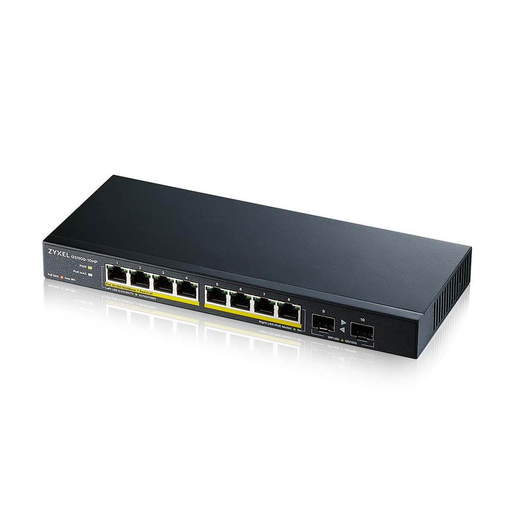 [GS1100-10HP] ZyXEL GS1100-10HP, 8 Port, Gigabit, PoE 130W, 2 Port GigaBit SFP, Yönetilemez, Masaüstü Switch