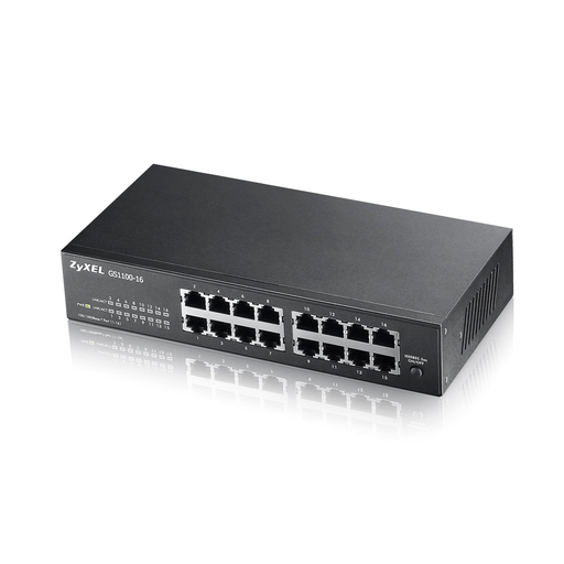 [GS1100-16] ZyXEL GS1100-16 V3, 16 Port, GigaBit, Yönetilemez, Masaüstü Switch