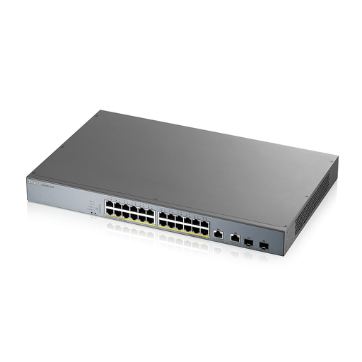 [GS1350-26HP] ZyXEL GS1350-26HP, 26 Port, GigaBit, 24 Port PoE 375W, +2Port GigaBit SFP, Yönetilebilir, Rackmount CCTV Switch