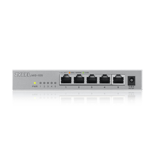 [MG-105] ZyXEL MG-105, 5 Port, Multi-GigaBit, 2.5Gbps, Metal Kasa, Yönetilemez, Masaüstü Switch