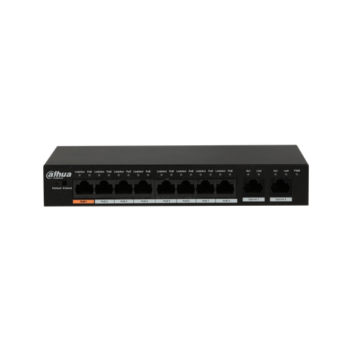 [PFS3010-8ET-96] DAHUA PFS3010-8ET-96, 8 Port, MegaBit, 8 Port PoE, 96W, +2 Port GigaBit Uplink, Yönetilemez, Masaüstü Switch