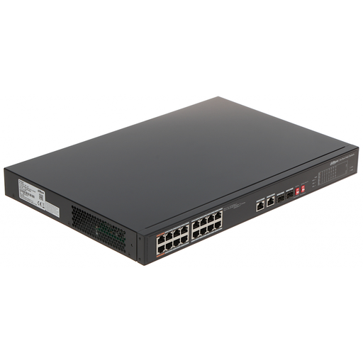 [PFS3218-16ET-135] DAHUA PFS3218-16ET-135, 16 Port, Megabit, 16 Port PoE, 135W, +2 Port Gigabit SFP, +2 Port GigaBit Uplink, Yönetilemez, Rack Mount Switch