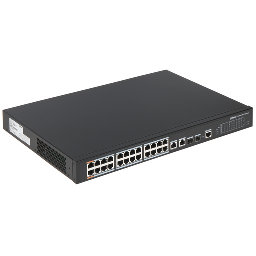 [PFS4226-24ET-240] DAHUA PFS4226-24ET-240-V3, 24 Port, MegaBit, 24 Port PoE, 240W, +2 Port Combo SFP, +2 Port GigaBit Uplink, Yönetilebilir, Rack Mount Switch
