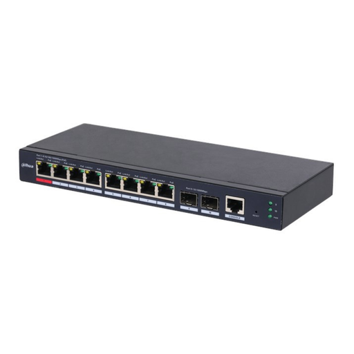 [S4210-8GT-110] DAHUA S4210-8GT-110, 8Port, Gigabit, 8 Port PoE, 110W, +2 Port Gigabit Uplink, Longe Range 250Mt., Cloud Yönetilebilir, Switch