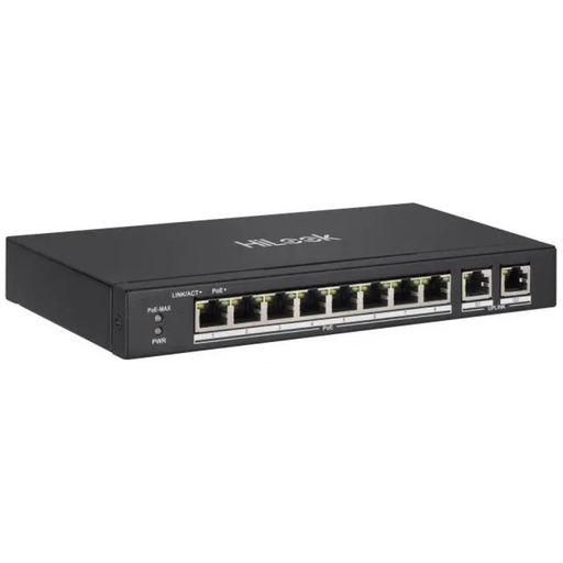 [NS-0310P-60] HILOOK NS-0310P-60(B), 10Port, Megabit, 8 Port PoE, 60W, +2 Port Gigabit Uplink, Long Range 250Metre, Yönetilemez, Masaüstü Switch