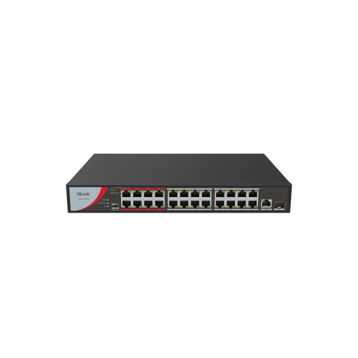 [NS-0326P-230] HILOOK NS-0326P-230(B), 26Port, Megabit, 24 Port PoE, 230W, +1 Port GigaBit, +1 Port GigaBit SFP, Long Range 250Metre, Yönetilemez, Masaüstü Switch