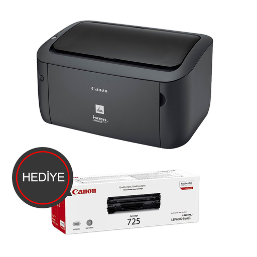 [LBP6030-CRG725] CANON i-SENSYS LBP6030B, Lazer Yazıcı (Siyah), Orjinal 1adet CRG725 Toner Hediyeli (Dakikada 18 Sayfa) ORİJİNAL TONERLİ