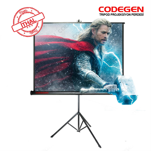 [TX-20] Codegen TX-20 TRIPOD PROJEKSİYON PERDESİ 200X200 (Arkası Siyah Fonlu - Taşınabilir Ayaklı Model)