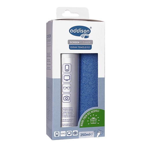 [ADDISON-300871] ADDISON 300871, Ekran Temizleyici Sprey 250ml. Microfiber Bez ile Birlikte