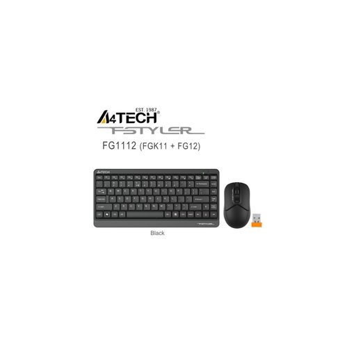 [FG1112-B] A4 TECH FG1112, Siyah, Kablosuz, Türkçe Q, Multimedya, Mini Klavye Mouse Set