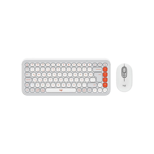 [920-013076] LOGITECH POP ICON COMBO, Beyaz-Turuncu, 920-013076, Kablosuz, Türkçe Q, Klavye Mouse Set