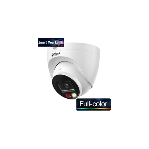 [IPC-HDW1249T-S-IL] DAHUA IPC-HDW1249T-S-IL, 2Mpix, 2,8mm Lens, SD Kart, Smart Dual Light, H265+, 30Mt Gece Görüşü, Dahili Mikrofon, IP67, PoE Dome IP Kamera