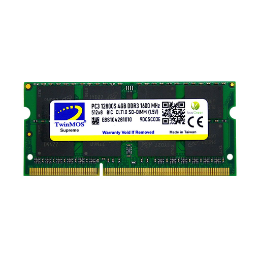 [MDD34GB1600N] TwinMOS MDD34GB1600N, 4GB, DDR3, 1600MHz, 1.5V Notebook Ram