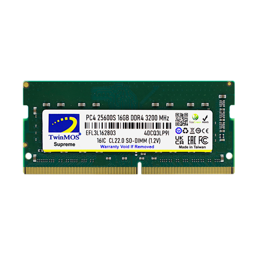 [MDD416GB3200N] TwinMOS MDD416GB3200N, 16GB, DDR4, 3200MHz, 1.2V Notebook Ram