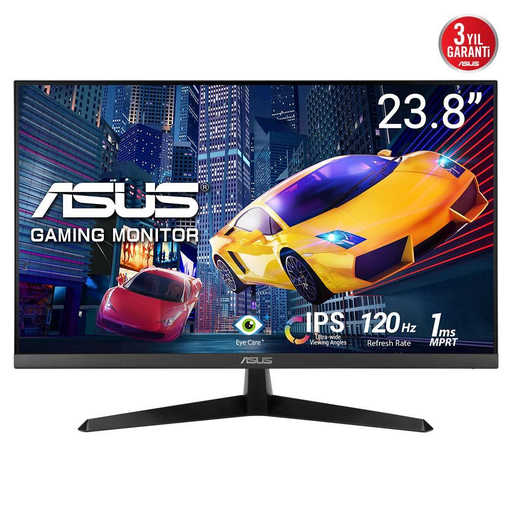[VY249HGR] ASUS VY249HGR 23.8" 1ms, 120Hz, Full HD, HDMI, D-Sub, IPS LED, Anti Bakteriyel, Mavi Işık Filtresi, Eye Care, GAMING Monitör