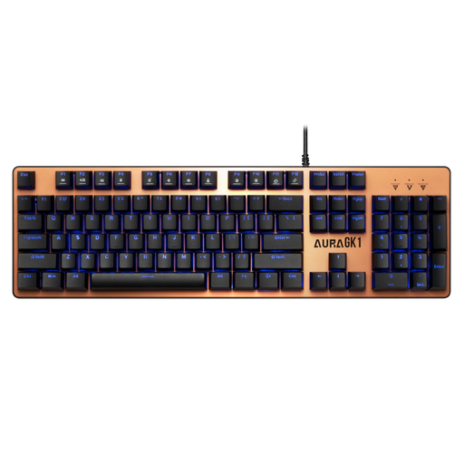 [GAMDIAS-AURA-GK1-BRONZE] GAMDIAS AURA GK1, USB Kablolu, İngilizce,  Çok Renkli Arka Aydınlatma, Red Mekanik Switch, Brown Edition, Gaming Klavye