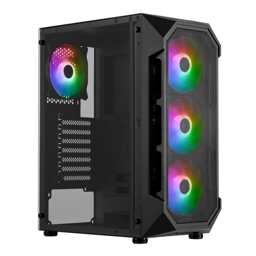 [GAMDIAS-AURA-GC1-600W] GAMDIAS AURA GC1, 600W, Tempered Glass, Mesh, ARGB, Micro ATX GAMING KASA