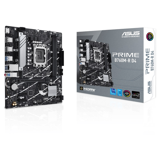 [PRIME-B760M-R-D4] ASUS PRIME B760M-R D4, 2xDDR4, 2x M.2, HDMI, 12-13-14.Nesil, LGA1700 Soket, Anakart
