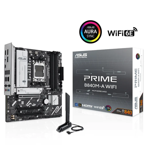 [PRIME-B840M-A-WI-FI] ASUS PRIME B840M-A WIFI, 4xDDR5, 3x M.2, HDMI, 2x DP, Type-C, WI-FI 6E, Bluetooth 5.3, AM5 Soket GAMING Anakart