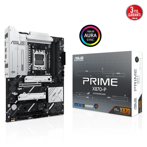[PRIME-X870-P] ASUS PRIME X870-P, 4xDDR5, 4xM.2, HDMI, DP, Type-C, AM5 Soket GAMING Anakart
