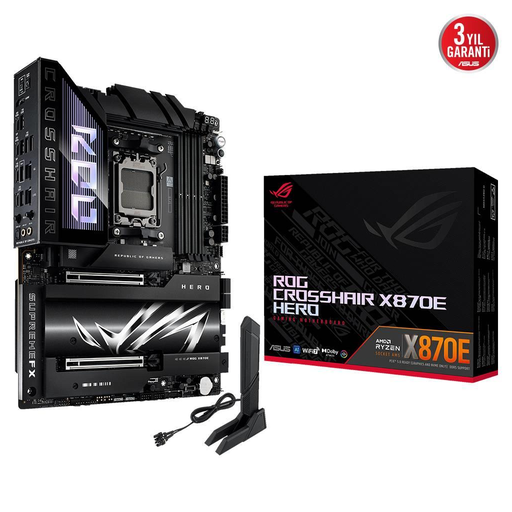 [ROG-CROSSHAIR-X870E-HERO] ASUS ROG CROSSHAIR X870E HERO, 4xDDR5, 5xM.2, HDMI, DP, Type-C, PCIe 5.0, 2xWi-Fi 7, Bluetooth v5.4, AM5 Soket GAMING Anakart