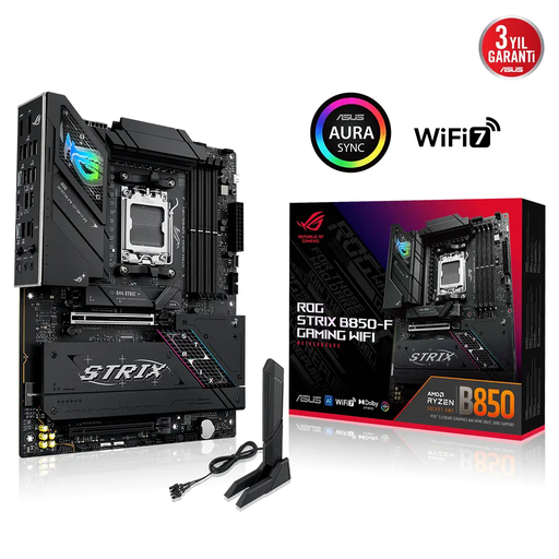 [ROG-STRIX-B850-F-GAMING-WIFI] ASUS ROG STRIX B850-F GAMING WIFI, 4xDDR5, 4x M2, HDMI, DP, 2xType-C, Wi-Fi 7, Bluetooth v5.4, AM5 Soket GAMING Anakart