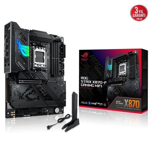 [ROG-STRIX-X870-F-GAMING-WIFI] ASUS ROG STRIX X870-F GAMING WIFI, 4xDDR5, 4xM.2, HDMI, DP, Type-C, Wi-Fi 7, Bluetooth v5.4, AM5 Soket GAMING Anakart