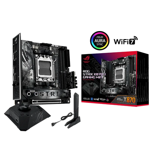 [ROG-STRIX-X870-I-GAMING-WIFI] ASUS ROG STRIX X870-I GAMING WIFI, 2xDDR5, 2xM.2, HDMI, DP, Type-C, Wi-Fi 7, Bluetooth v5.4, Mini ITX, AM5 Soket GAMING Anakart
