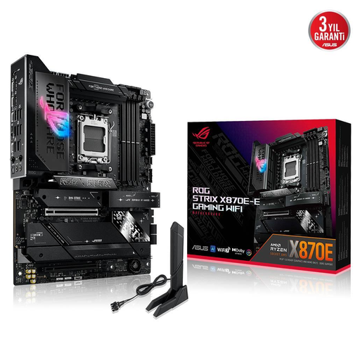 [ROG-STRIX-X870E-E-GAMING-WIFI] ASUS ROG STRIX X870E-E GAMING WIFI, 4xDDR5, 5xM.2, HDMI, DP, Type-C, PCIe 5.0, 2xWi-Fi 7, Bluetooth v5.4, AM5 Soket GAMING Anakart