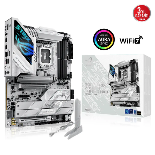 [ROG-STRIX-Z890-A-GAMING-WIFI] ASUS ROG STRIX Z890-A GAMING WIFI, 9066MHz OC, 4xDDR5, 5x M.2, HDMI, DP, 2xThunderbolt, 2xType-C, Wi-Fi 7, Bluetooth 5.4, Intel Core Ultra CPU(Seri 2), LGA1851 Soket, Gaming Anakart