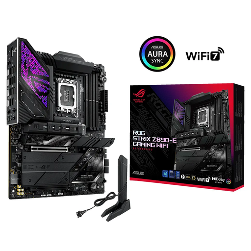 [ROG-STRIX-Z890-E-GAMING-WIFI] ASUS ROG STRIX Z890-E GAMING WIFI, 8800MHz, 4xDDR5, 7x M.2, HDMI, DP, 2xThunderbolt, 4xType-C, Wi-Fi 7, Bluetooth 5.4, Intel Core Ultra CPU(Seri 2), LGA1851 Soket, Gaming Anakart