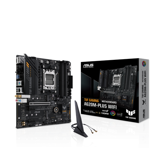 [TUF-GAMING-A620M-PLUS-WIFI] ASUS TUF GAMING A620M-PLUS WIFI, 4xDDR5, 2x M.2, HDMI, 2xDP, Wi-Fi 6, Bluetooth v5.3, AM5 Soket GAMING Anakart