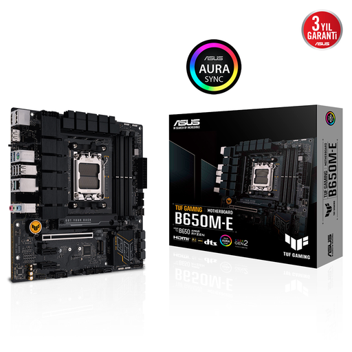 [TUF-GAMING-B650M-E] ASUS TUF GAMING B650M-E, 4xDDR5, 2x M.2, HDMI, 2xDP, Type-C, AM5 Soket GAMING Anakart
