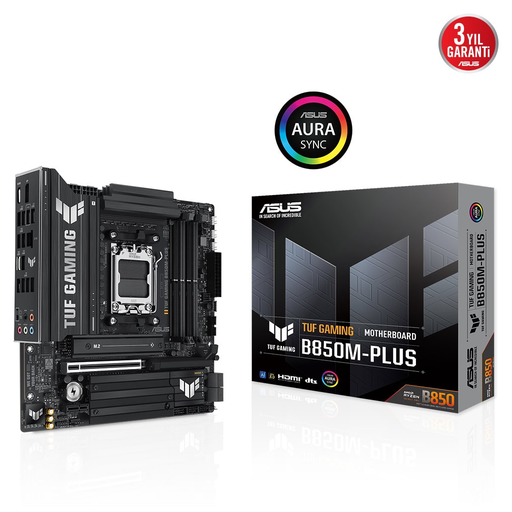 [TUF-GAMING-B850M-PLUS] ASUS TUF GAMING B850M-PLUS, 4xDDR5, 3x M.2, HDMI, DP, Type-C, AM5 Soket GAMING Anakart