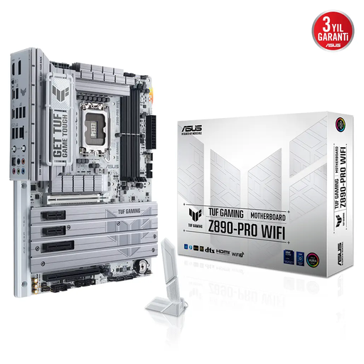 [TUF-GAMING-Z890-PRO-WIFI] ASUS TUF GAMING Z890-PRO WIFI, 9066MHz OC, 4xDDR5, 4x M.2, HDMI, DP, 2xThunderbolt, 2xType-C, Wi-Fi 7, Bluetooth 5.4, Intel Core Ultra CPU(Seri 2), LGA1851 Soket, Gaming Anakart