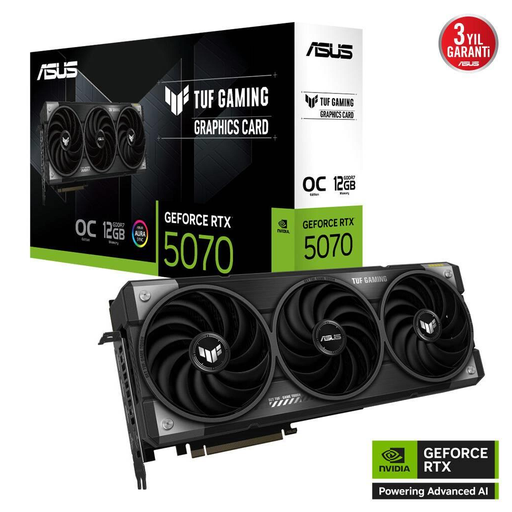 [TUF-RTX5070-O12G-GAMING] ASUS TUF-RTX5070-O12G-GAMING, 12Gb, 192Bit, GDDR7, 2xHDMI, 3xDP GAMING Ekran Kartı