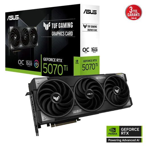 [TUF-RTX5070TI-O16G-GAMING] ASUS TUF-RTX5070TI-O16G-GAMING, 16Gb, 256Bit, GDDR7, 2xHDMI, 3xDP GAMING Ekran Kartı
