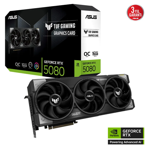 [TUF-RTX5080-O16G-GAMING] ASUS TUF-RTX5080-O16G-GAMING, 16Gb, 256Bit, GDDR7, 2xHDMI, 3xDP GAMING Ekran Kartı
