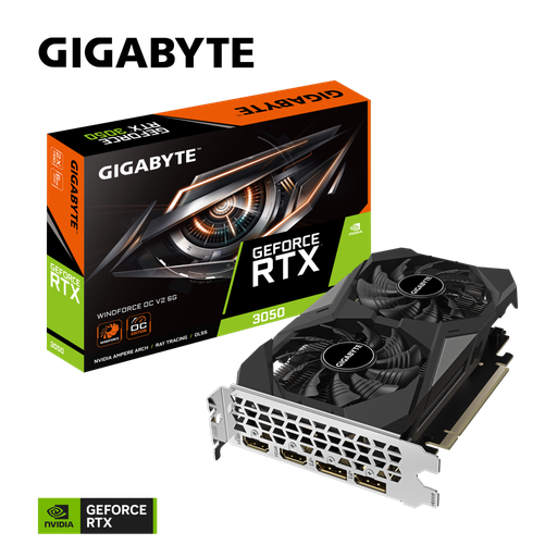 [GV-N3050WF2OCV2-6GD] GIGABYTE GV-N3050WF2OCV2-6GD, RTX3050 WINDFORCE  OC, 6Gb, GDDR6, 96BIT, 2xHDMI, 2xDP, GAMING Ekran KARTI