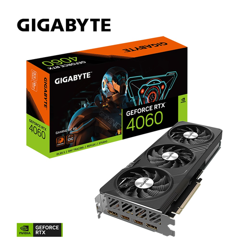 [GV-N4060GAMING-OC-8GD] GIGABYTE GV-N4060GAMING OC-8GD, Rev.1.0, RTX4060 OC, 8Gb GDDR6, 128BIT, 2xHDMI, 2xDP, GAMING Ekran KARTI