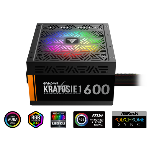 [KRA-E1-600] GAMDIAS KRATOS E1-600, 600W, RGB, GAMING, ATX, Power Supply (PSU)