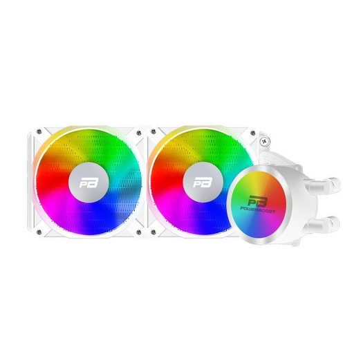 [POWERBOOST-NOBLE-240W] PowerBoost NOBLE 240W, 240mm, Rainbow, 2 Fanlı, (LGA1700/AM4/AM5) Uyumlu, CPU Sıvı Soğutma (Beyaz)