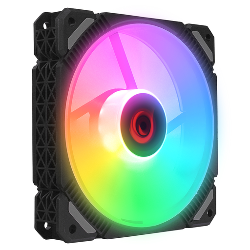 [CROSS-F20] Rampage CROSS F20, 38CFM, 1200RPM, 12cm, Rainbow, 3P+4P Molex Soketli, Siyah Kasa Fanı