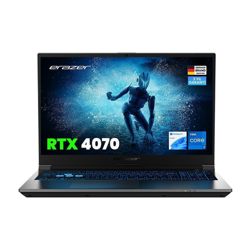 [ERAZER-DEPUTY-P60-MD62624-R32] ERAZER Deputy P60, MD62624-R32, i7-13620H,  15.6" FHD, 144Hz, 32Gb Ram, 1TB NVMe M.2 SSD, 8GB RTX4070 Ekran Kartı, Win11 Home, Gaming Notebook