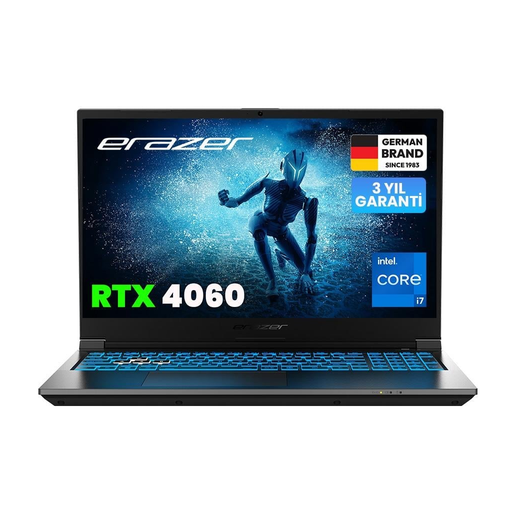 [ERAZER-DEPUTY-P60I-MD62749] ERAZER Deputy P60i, MD62749, i7-13620H, 15.6" FHD, 144Hz, 16Gb Ram, 1TB NVMe M.2 SSD, 8GB RTX4060 Ekran Kartı, Free Dos, Gaming Notebook