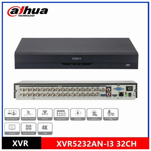 [XVR5232AN-I3] DAHUA XVR5232AN-I3, 32Kanal, 5Mpix, H265+, 2 HDD Desteği, 5in1 DVR Cihazı