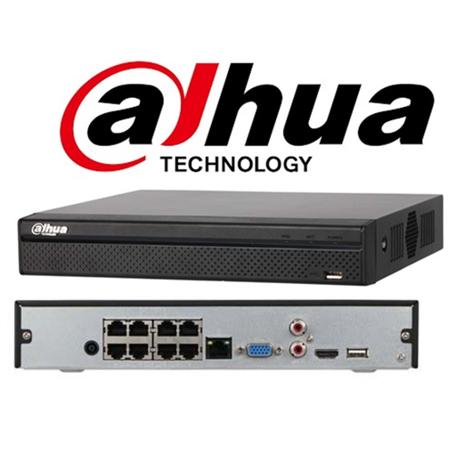 [NVR2108HS-8P-T] DAHUA  NVR2108HS-8P-T, 8Kanal PoE, 8Mpix, H265+, 1 HDD Desteği, 1080P Kayıt, 80Mbps Bant Genişliği, NVR